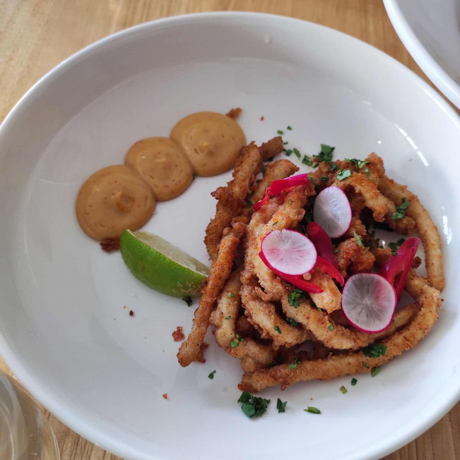 Crispy squid, smoked paprika, szechuan, chilli, miso mayonnaise